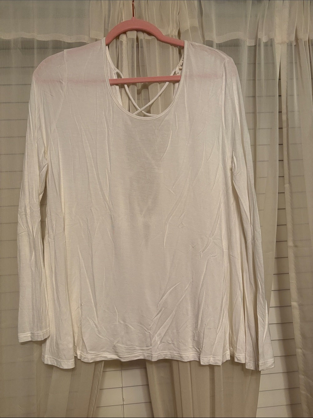 Hem & Thread White Long Sleeve Crisscross Back Tee